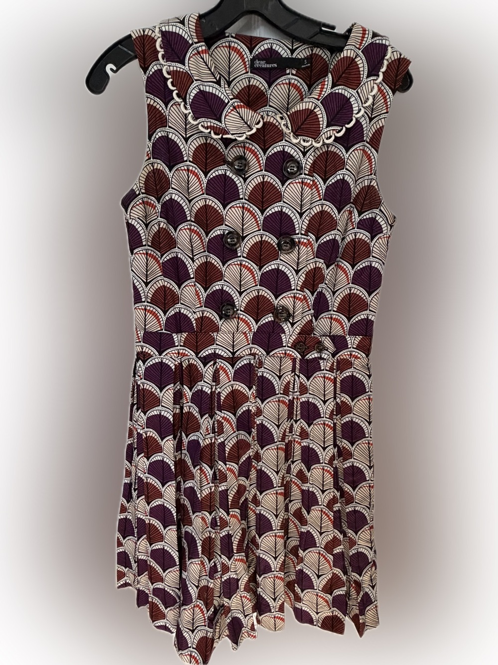 dear creatures Purple, Brown and Cream Sleeveless Fit-and-Flare Dress